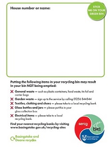 Bin sticker for green bin