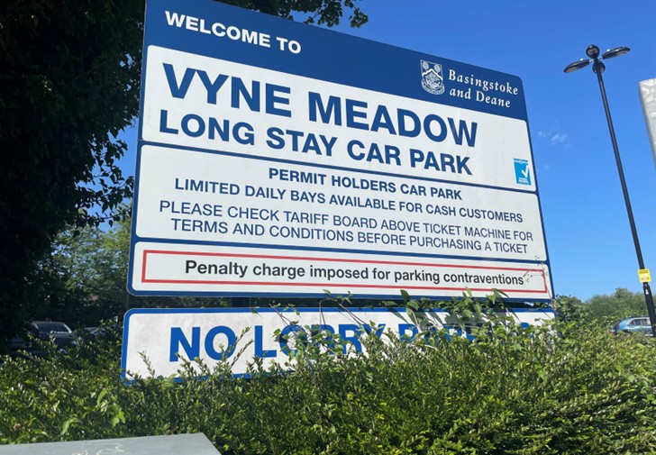 Vyne Meadow car park sign_website